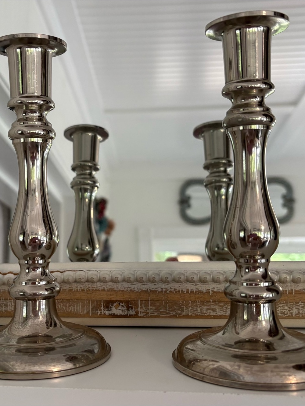 Silver Plated Candlestick Pair - Elegant Home Accent Vintage 1980s